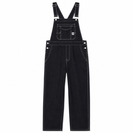 Men's Heavyweight Cotton Denim Overalls Relaxed Fit Straight Leg Dungarees with Multi Pocket Utility
