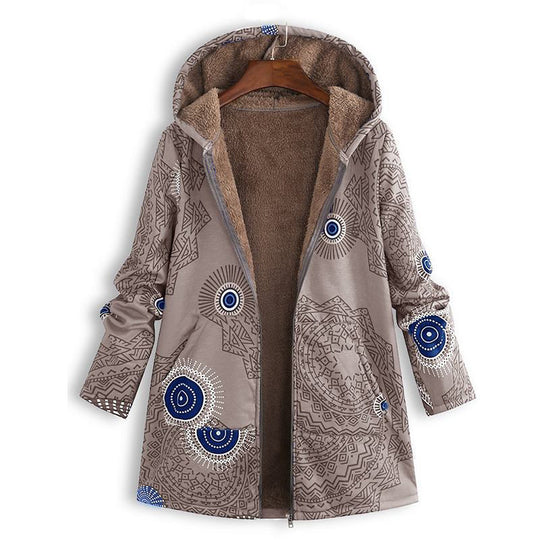🍂Autumn Hot Sale 50% OFF🔥Women's Vintage Leaf Print Hooded Coat