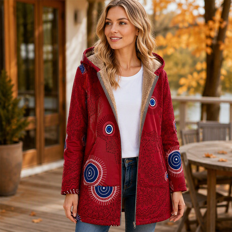 🍂Autumn Hot Sale 50% OFF🔥Women's Vintage Leaf Print Hooded Coat