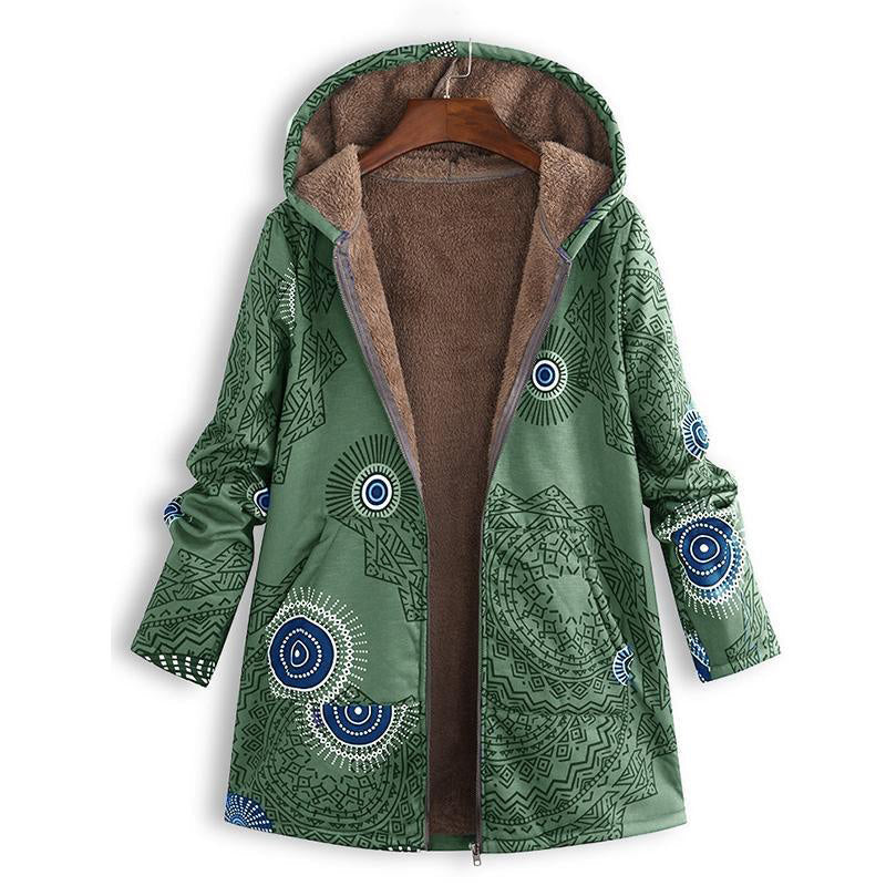 🍂Autumn Hot Sale 50% OFF🔥Women's Vintage Leaf Print Hooded Coat