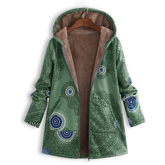 🍂Autumn Hot Sale 50% OFF🔥Women's Vintage Leaf Print Hooded Coat