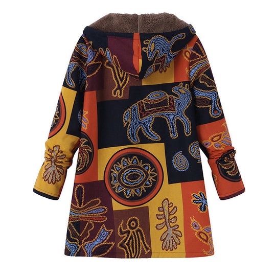 🍂Autumn Hot Sale 50% OFF🔥Women's Vintage Leaf Print Hooded Coat