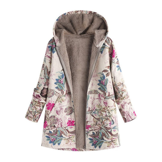 🍂Autumn Hot Sale 50% OFF🔥Women's Vintage Leaf Print Hooded Coat