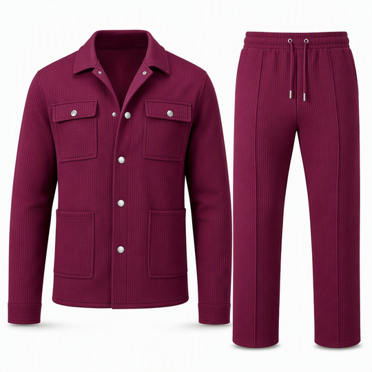 ⏰ 50% discount on season change - quality at half price!✨Men's Casual Waffle Knit Jacket and Pants Set
