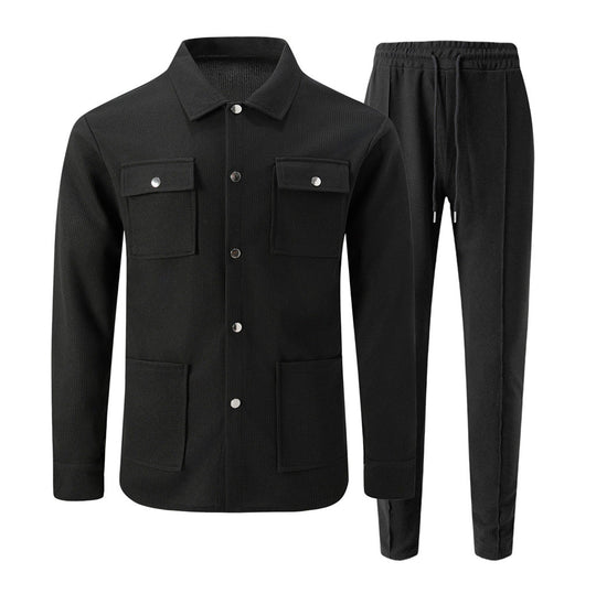 ⏰ 50% discount on season change - quality at half price!✨Men's Casual Waffle Knit Jacket and Pants Set