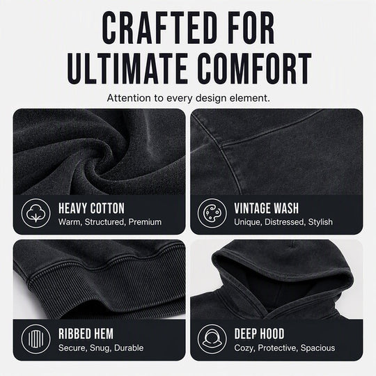 ⌛Limited-Time Offer-Unisex Casual Oversized Acid Wash Hoodie