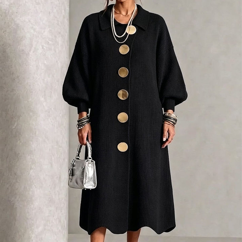 🖤Black Friday Sale:50% OFF🖤✨Women's Lantern Sleeve Ribbed Knit Maxi Dress