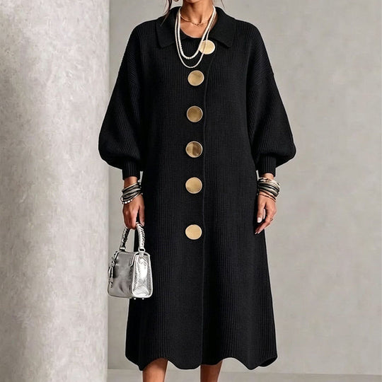 🖤Black Friday Sale:50% OFF🖤✨Women's Lantern Sleeve Ribbed Knit Maxi Dress
