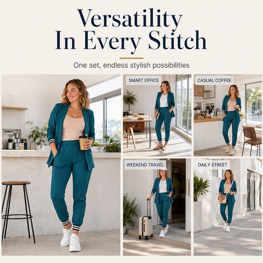 👖 Women's Open Front Blazer & Pants Set – Soft & Skin-Friendly, Free Movement ✨