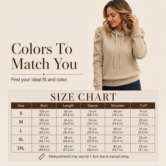 Women's Casual Chic Puff Sleeve Hoodie