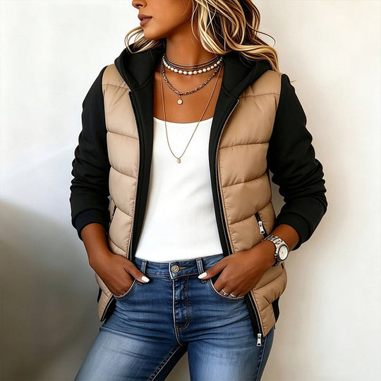 🌸Hot Sale 49% OFF💖Women's Color-Block Padded Hooded Jacket