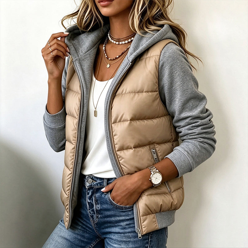 🌸Hot Sale 49% OFF💖Women's Color-Block Padded Hooded Jacket