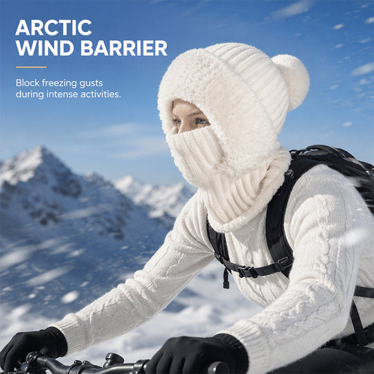Women's Winter One-Piece Knitted Beanie Scarf Mask