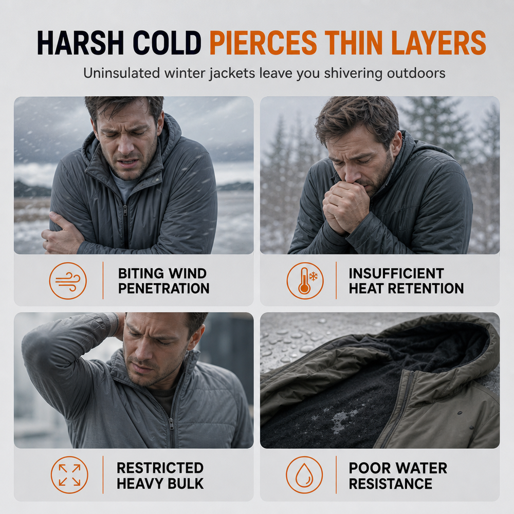 Men's Winter Fleece Lined Coat with Detachable Hood