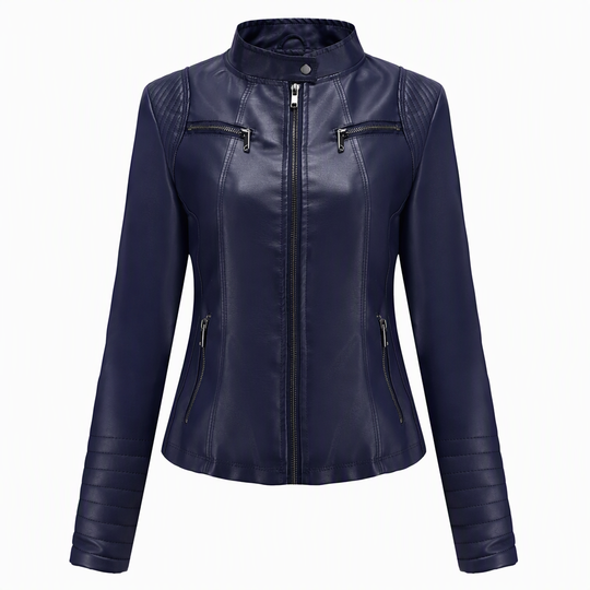 Women's Faux Leather Biker Lightweight Short Motorcycle Coat for Spring and Autumn