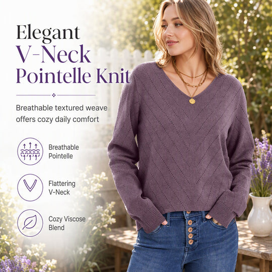 Women's V Neck Long Sleeve Pullover Top