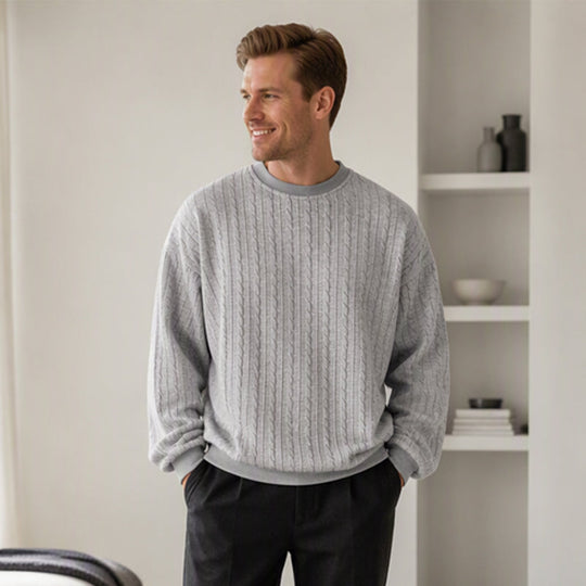 ⏰ Seasonal changeover sale: 50% off – quality at half the price! ✨Men's Cable Knit Crewneck Sweatshirt