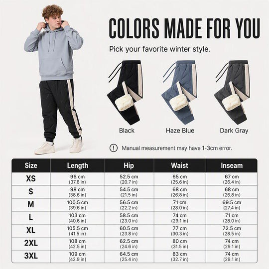 Men's Windproof Thermal Pants with Elastic Cuffs