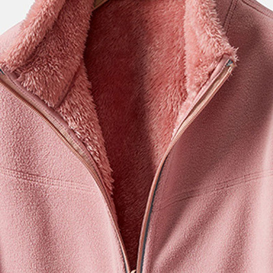 Faux Fleece Lined Casual Versatile Warm Jacket for Women