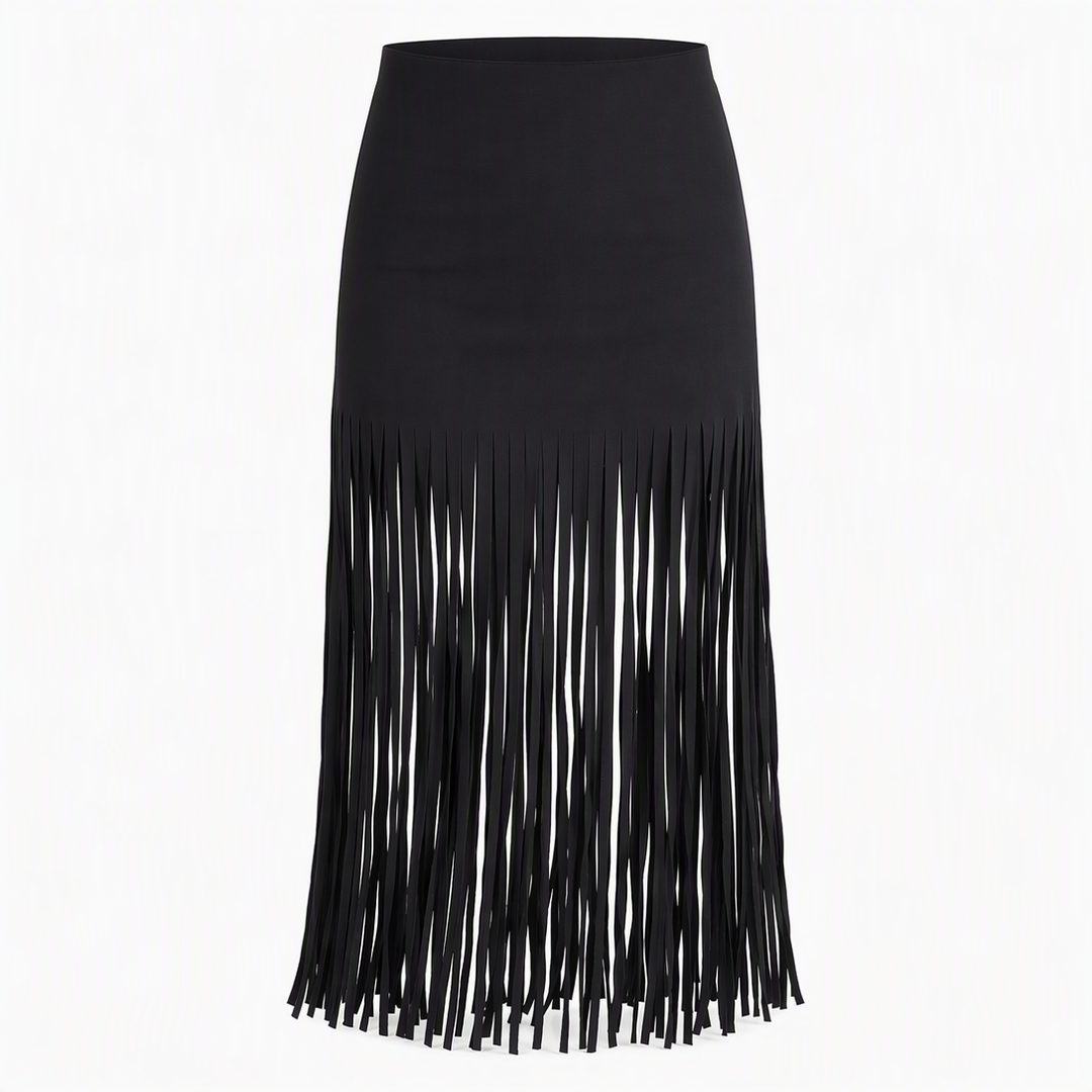 Women's Elastic Fringe Tassel Skirt Fashionable Versatile Spring and Autumn Skirt
