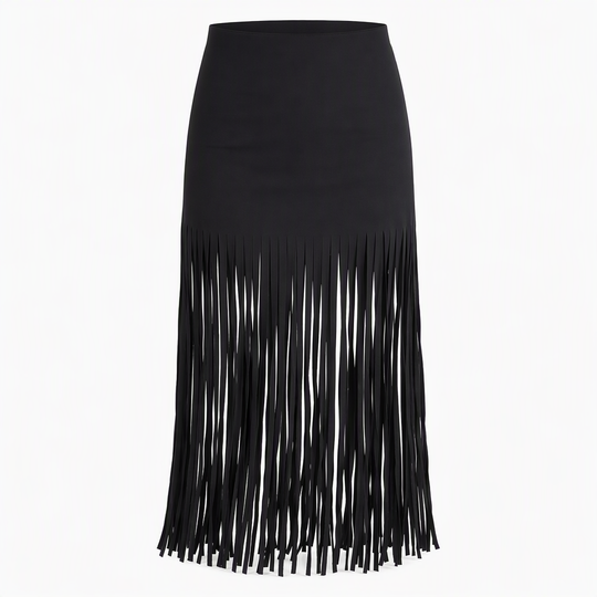 Women's Elastic Fringe Tassel Skirt Fashionable Versatile Spring and Autumn Skirt