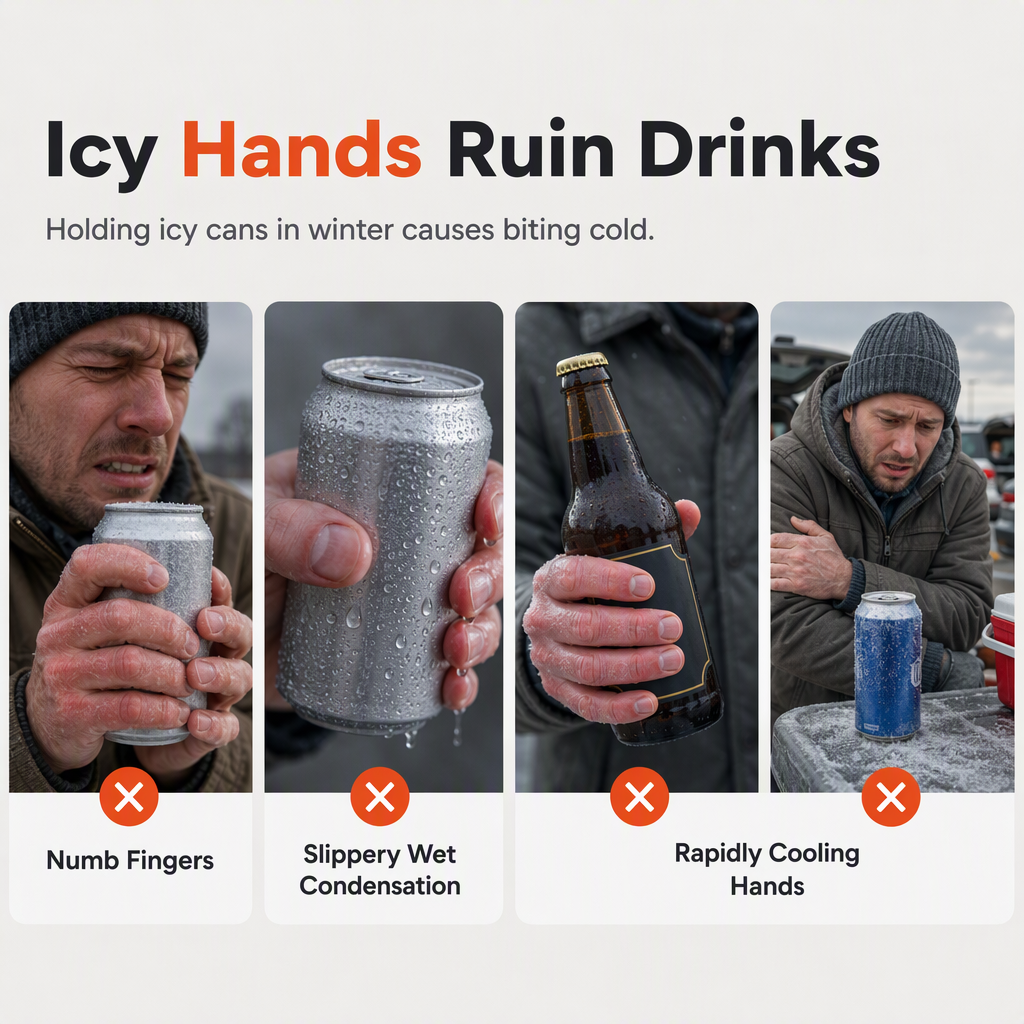 Knit Beer Mitt Drinking Glove for Holding Beer Bottles and Cans