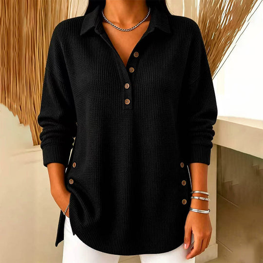 💖Black Friday Mega Deal – 50% off!💖 Women's Waffle Knit Long Sleeve Top ☁️