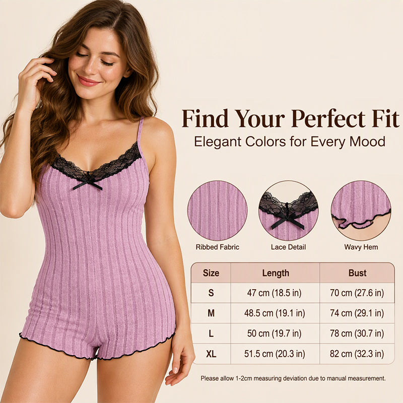 Women's Butterfly Back Lace Romper Pajamas