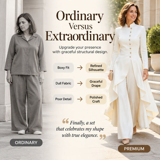 Women's Elegant Longline Coat and Wide-Leg Pants Set