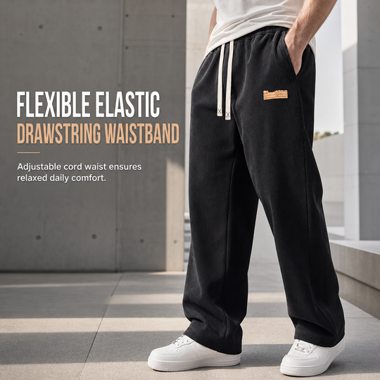 Men's Lightweight Corduroy Casual Pants Loose Fit Straight Leg Trousers