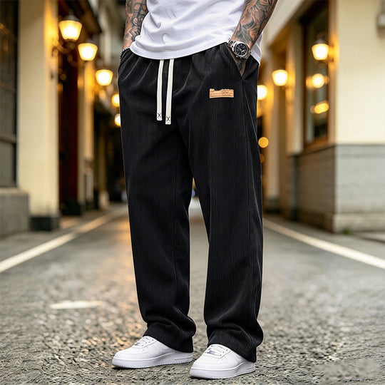 Men's Lightweight Corduroy Casual Pants Loose Fit Straight Leg Trousers