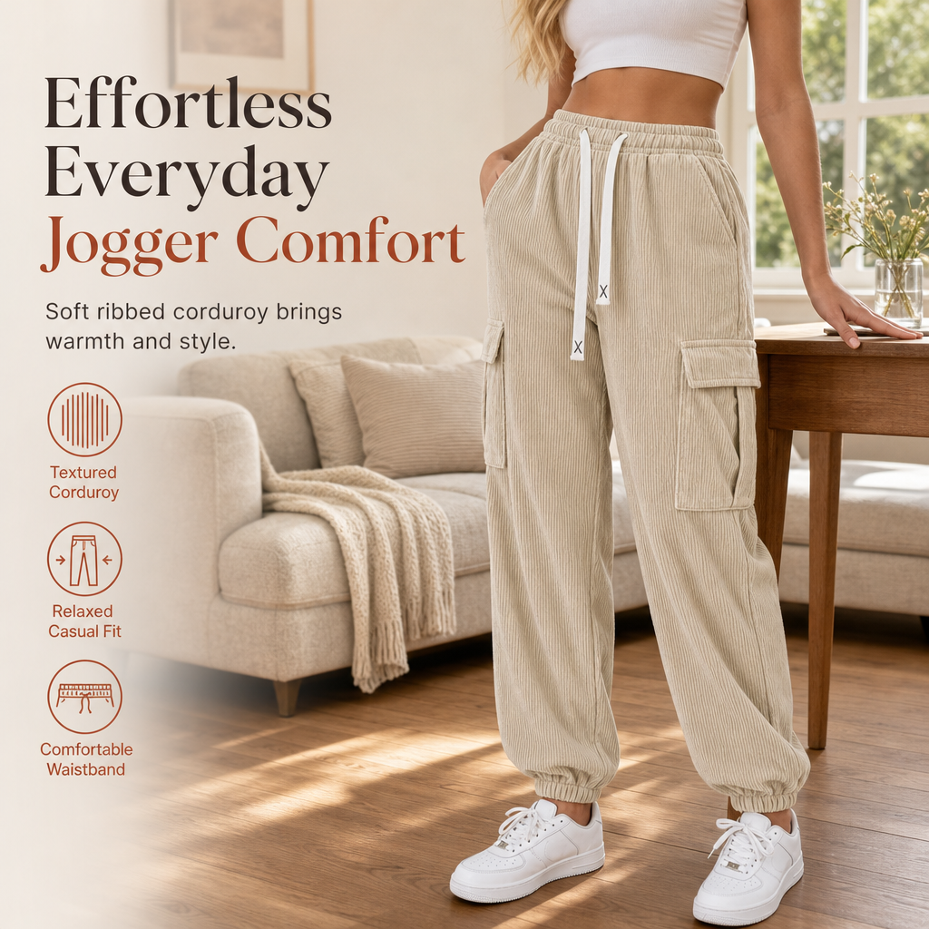 🍂 Retro Ribbed Texture, Relaxed Easy Movement | Women's Casual Corduroy Jogger Pants