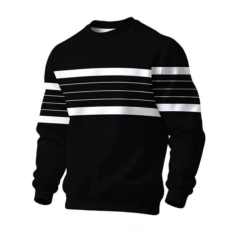 💎 Exclusive Deal 🧶 Men's Casual Crewneck Striped Sweatshirt ✨ soft fabric, crew neck, striped casual pullover