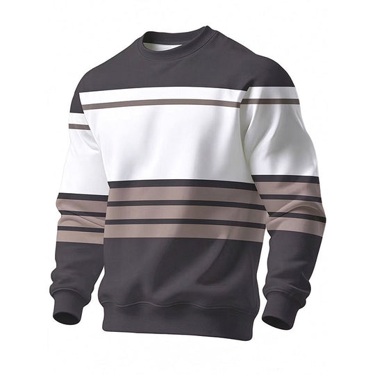 💎 Exclusive Deal 🧶 Men's Casual Crewneck Striped Sweatshirt ✨ soft fabric, crew neck, striped casual pullover