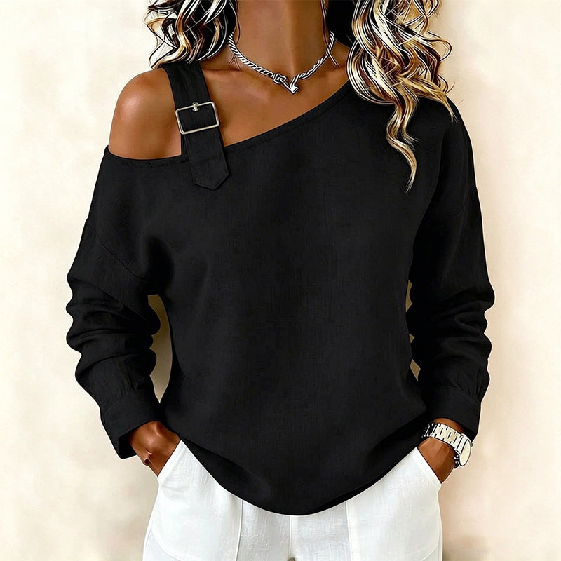 Women's Long Sleeve Asymmetric Off-Shoulder Top