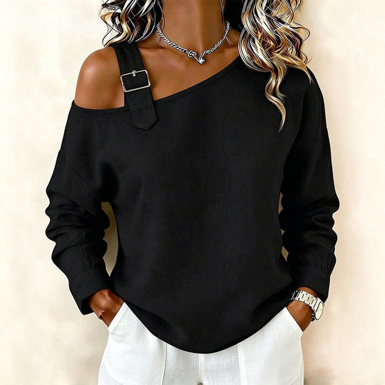 Women's Long Sleeve Asymmetric Off-Shoulder Top