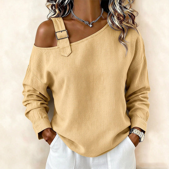 Women's Long Sleeve Asymmetric Off-Shoulder Top