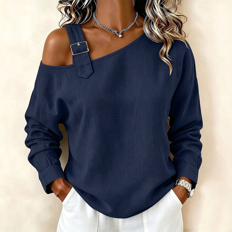 Women's Long Sleeve Asymmetric Off-Shoulder Top