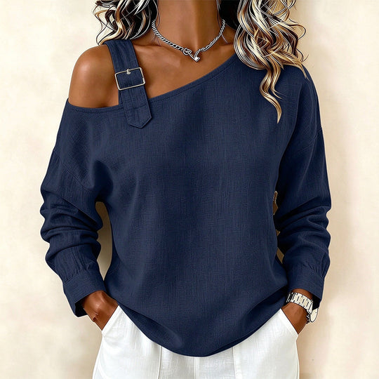 Women's Long Sleeve Asymmetric Off-Shoulder Top