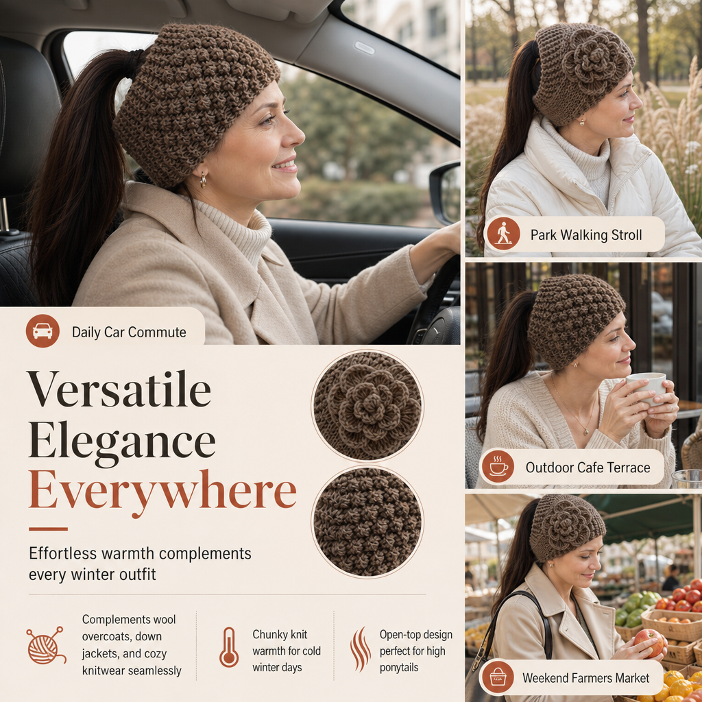 Women Winter Warm Knitted Ear Warmer Headband Wide Floral Hair Accessory（Buy 1 get 1 free）