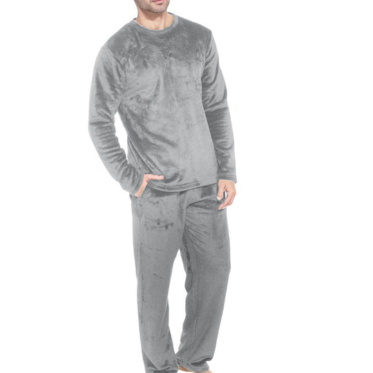 🌙 All-Night Warmth, Soft Velvet Feel | Men's Cozy Thermal Velvet Pajama Set