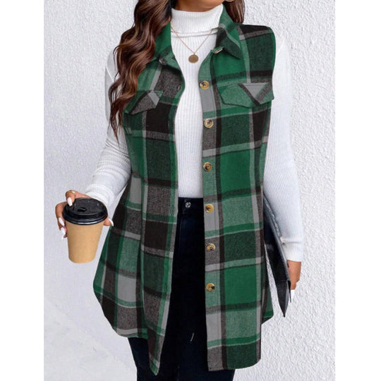 ⏰ Seasonal changeover sale: 50% off – quality at half the price! ✨Women's Plaid Button Down Vest Shirt with Pockets