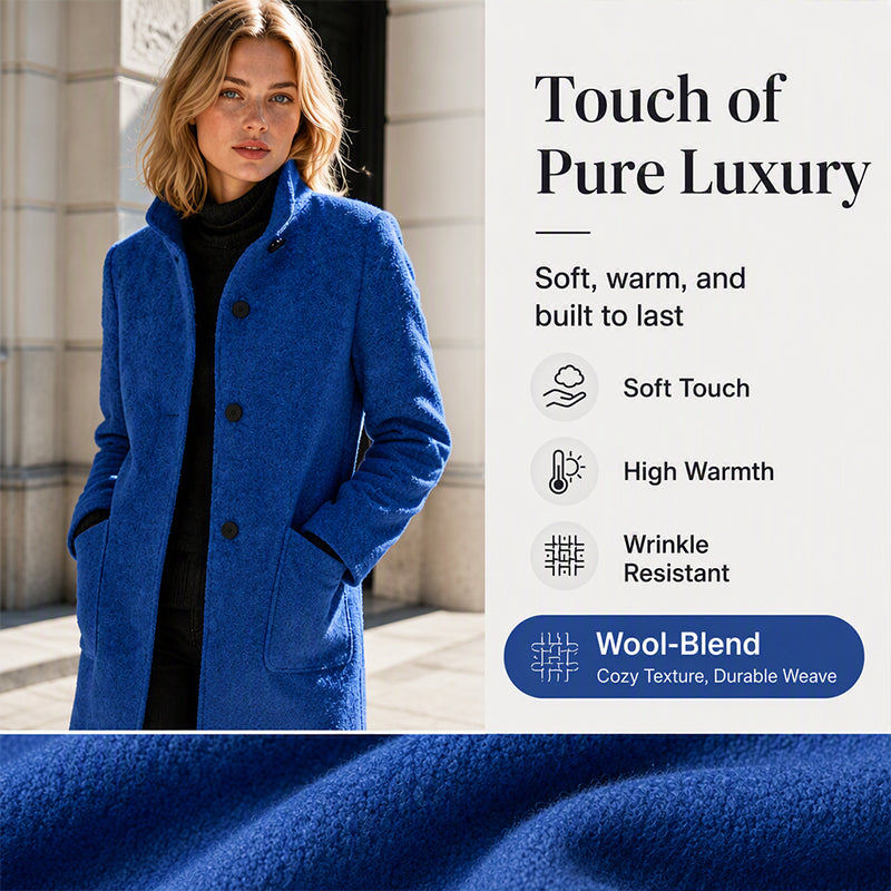 🧥 Timeless Charm, Warm Structured Elegance | Women's Vintage Stand Collar Woolen Coat