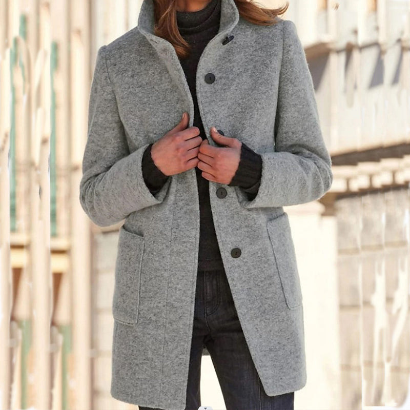 🧥 Timeless Charm, Warm Structured Elegance | Women's Vintage Stand Collar Woolen Coat