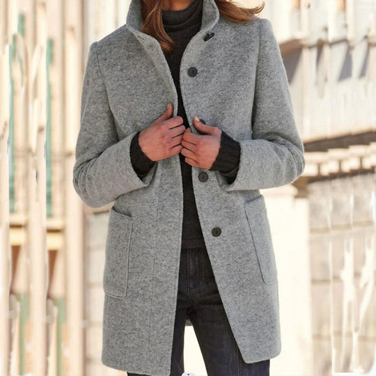 🧥 Timeless Charm, Warm Structured Elegance | Women's Vintage Stand Collar Woolen Coat