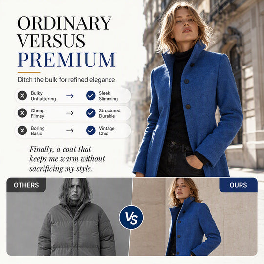 🧥 Timeless Charm, Warm Structured Elegance | Women's Vintage Stand Collar Woolen Coat