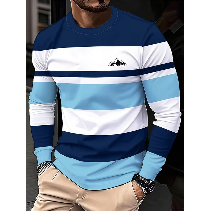 👕 Timeless Pattern, Easy Everyday Comfort | Men's Striped Crewneck Long Sleeve Top