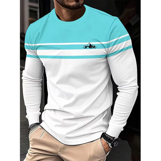 👕 Timeless Pattern, Easy Everyday Comfort | Men's Striped Crewneck Long Sleeve Top
