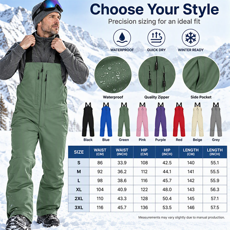 Unisex Waterproof Ski Bib Pants