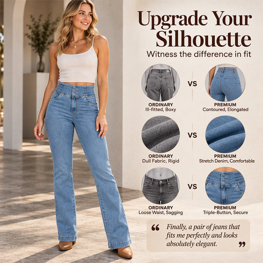 👖 Retro Flare Look, All-Day Stretch Comfort | Women's Elastic High-Waist Flare Jeans